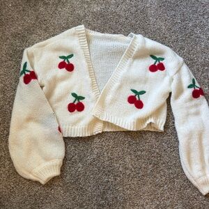 Charming Cherry Embroidered Cardigan